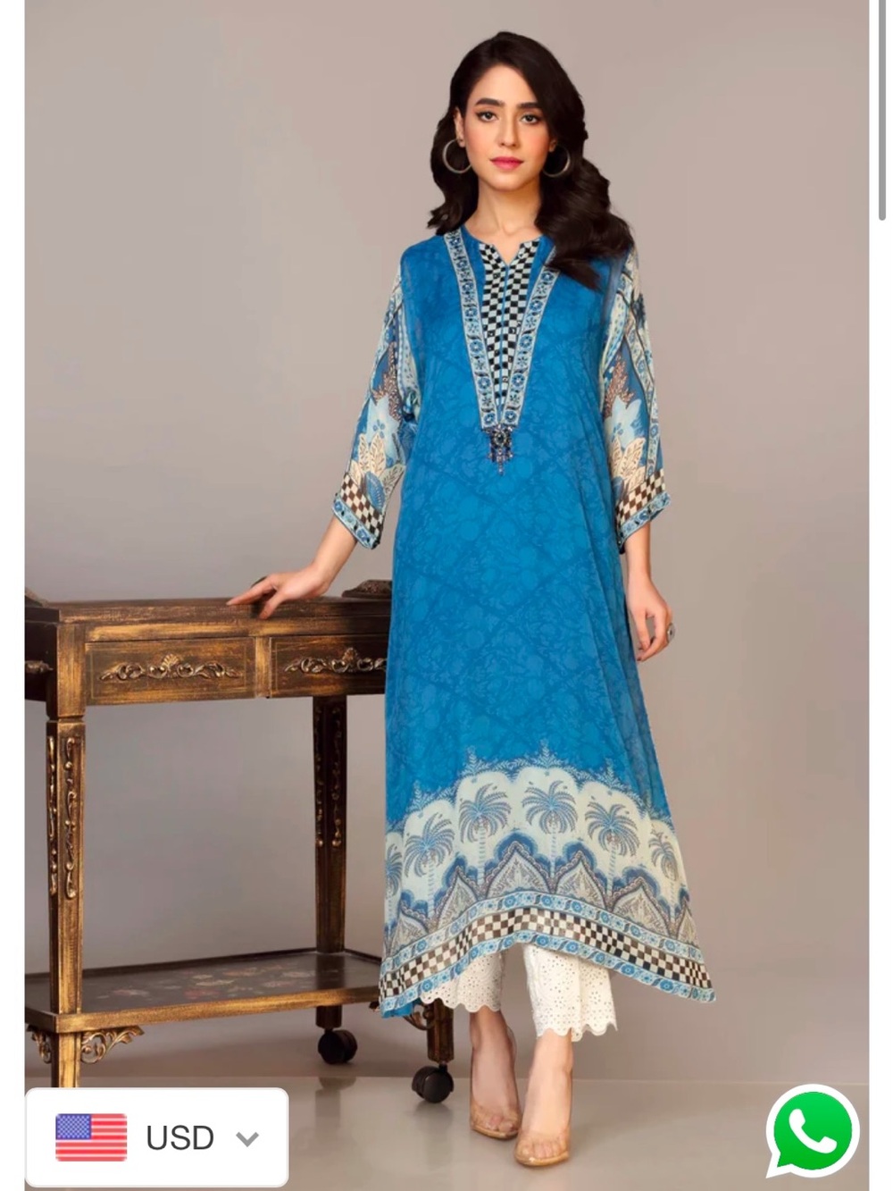 Blue Printed Women’s Tunic Dress